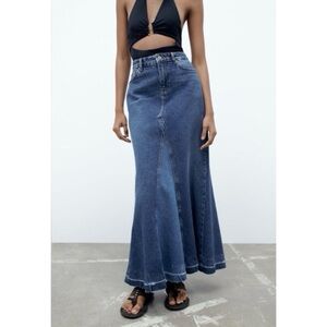ZARA Blue Denim Maxi Skirt